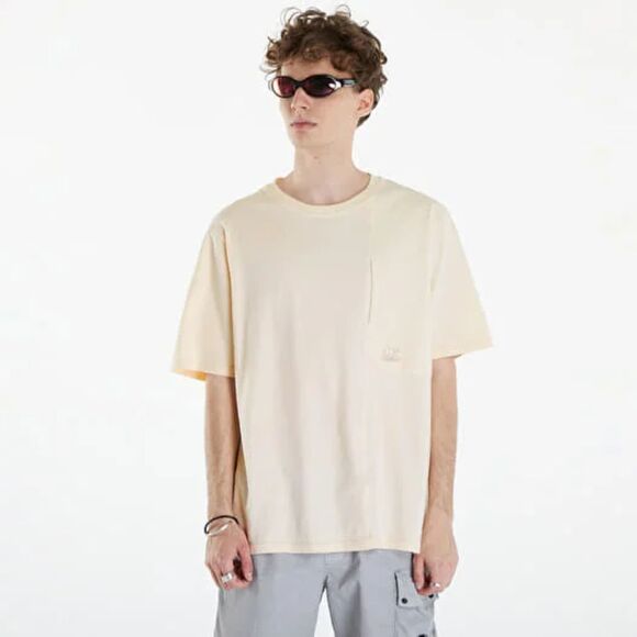 CP COMPANY Shirt Mens XXL Ivory Pullover Crew Short Sleeve Pocket Logo Tee $185 - Picture 1 of 10